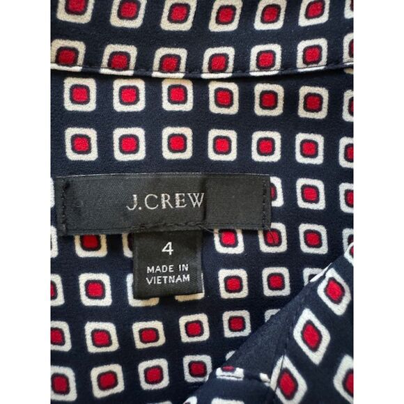 NWOT J. Crew Button Front Dress in Geometric print, size 4. - Picture 6 of 8